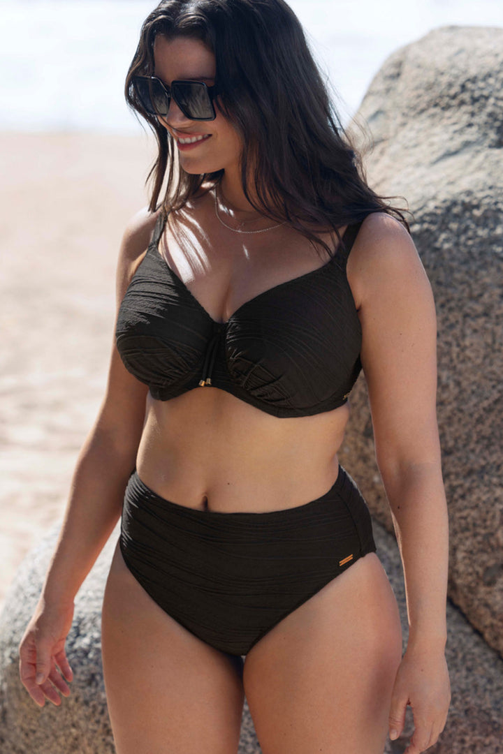 Beach Waves Mid Rise Bikinitrosa Black