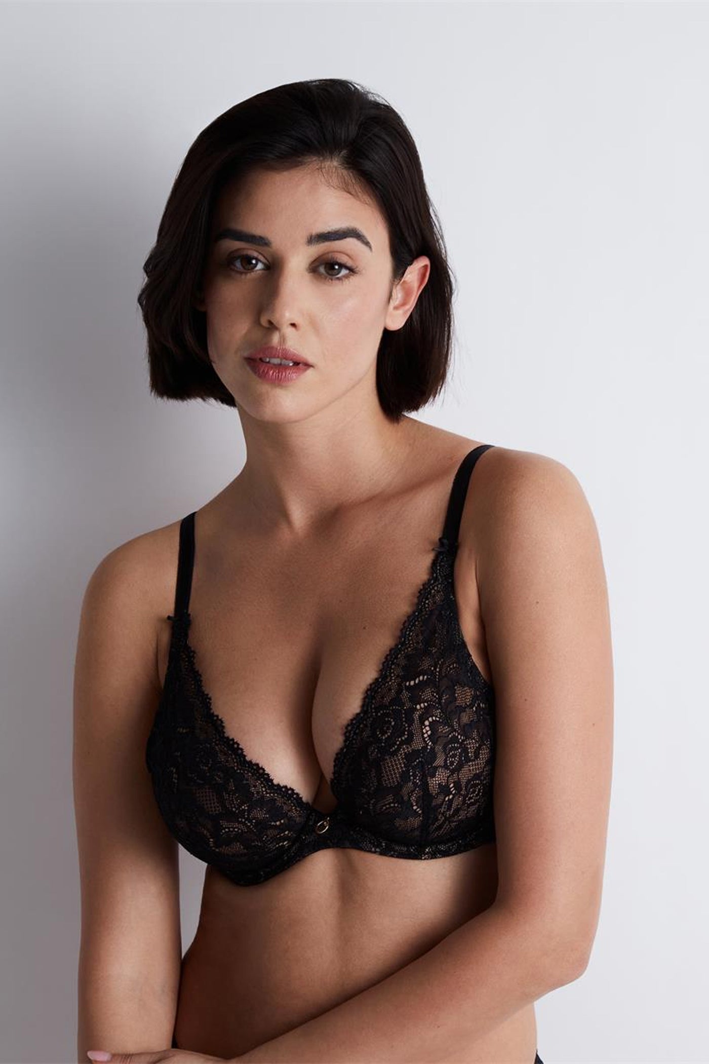 Rosessence Underwired Triangle Plunge Bra Black