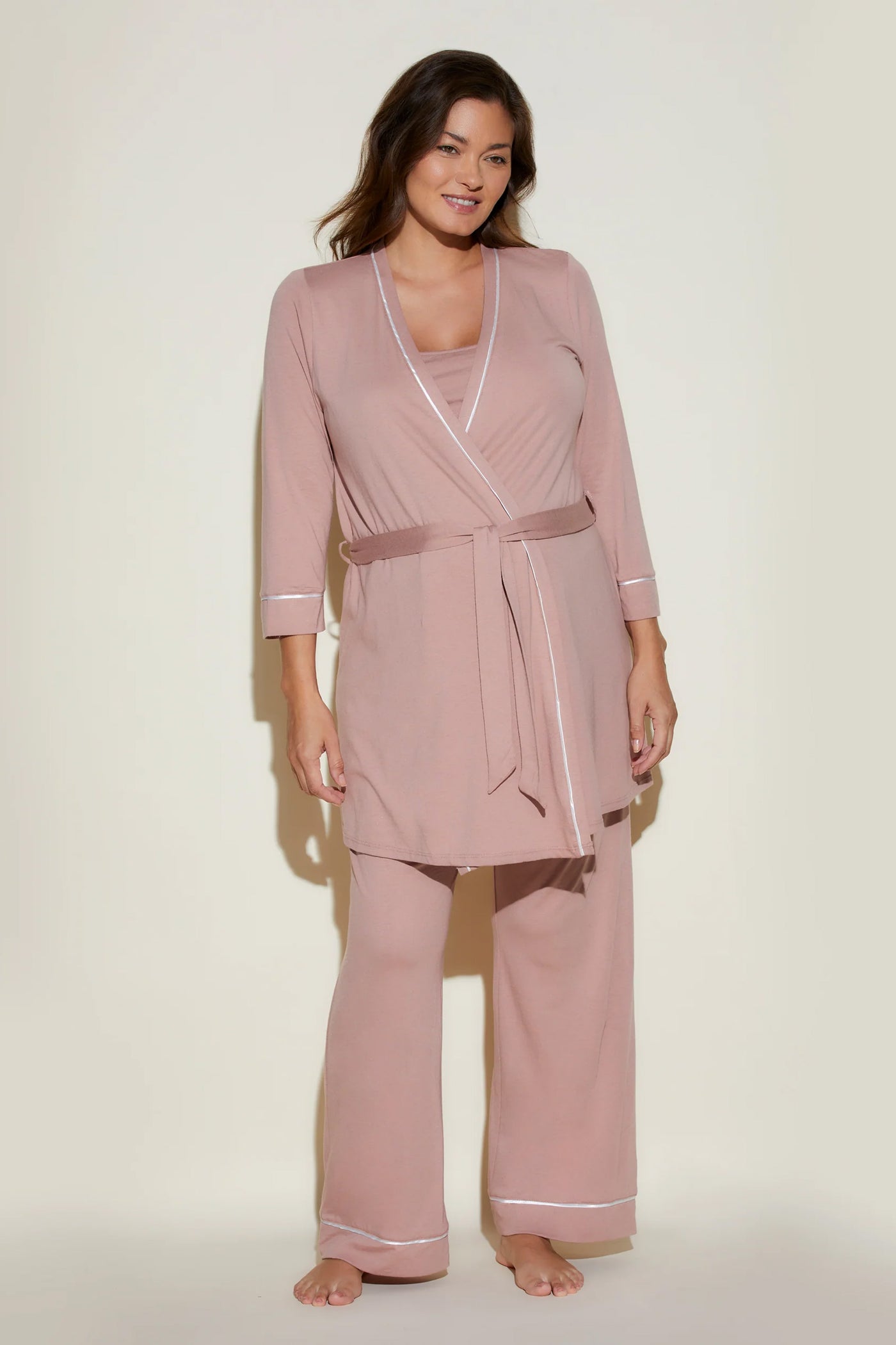 Bella Nursing 3 Piece Pajama Set With Robe Mandorla