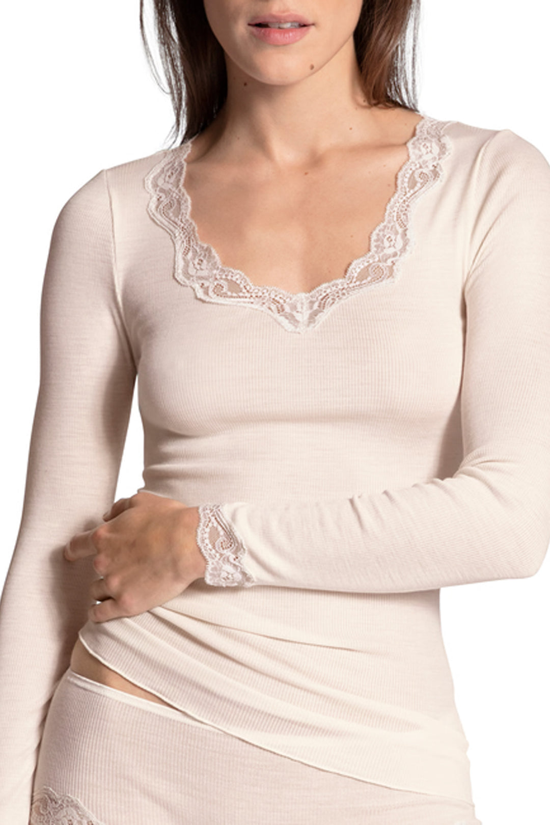 Richesse Lace Shirt long Sleeve Light Ivory