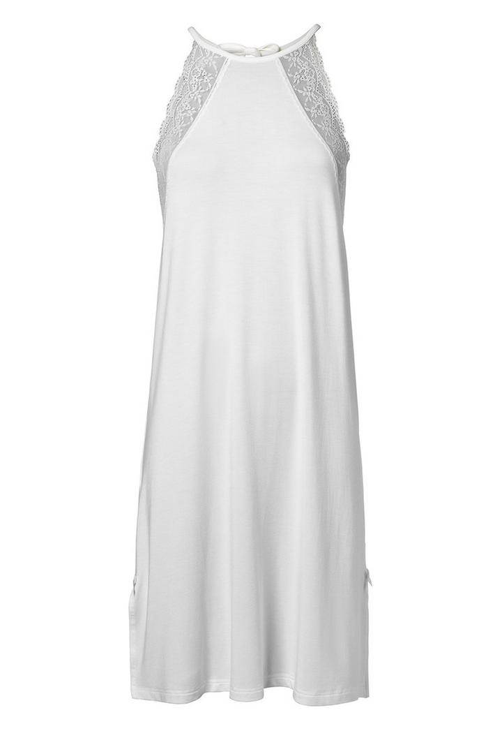 Diana Halterneck Night Dress With Lace Off White