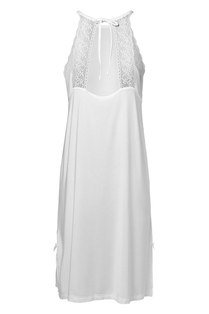 Diana Halterneck Night Dress With Lace Off White