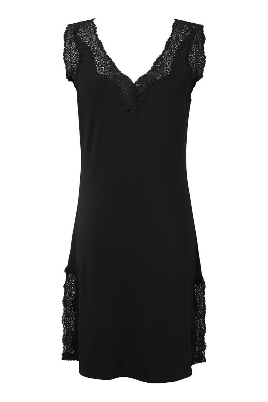 Elegance Sleeveless V-neck Night Dress Black