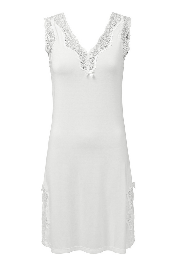 Elegance Sleeveless V-neck Night Dress Off White