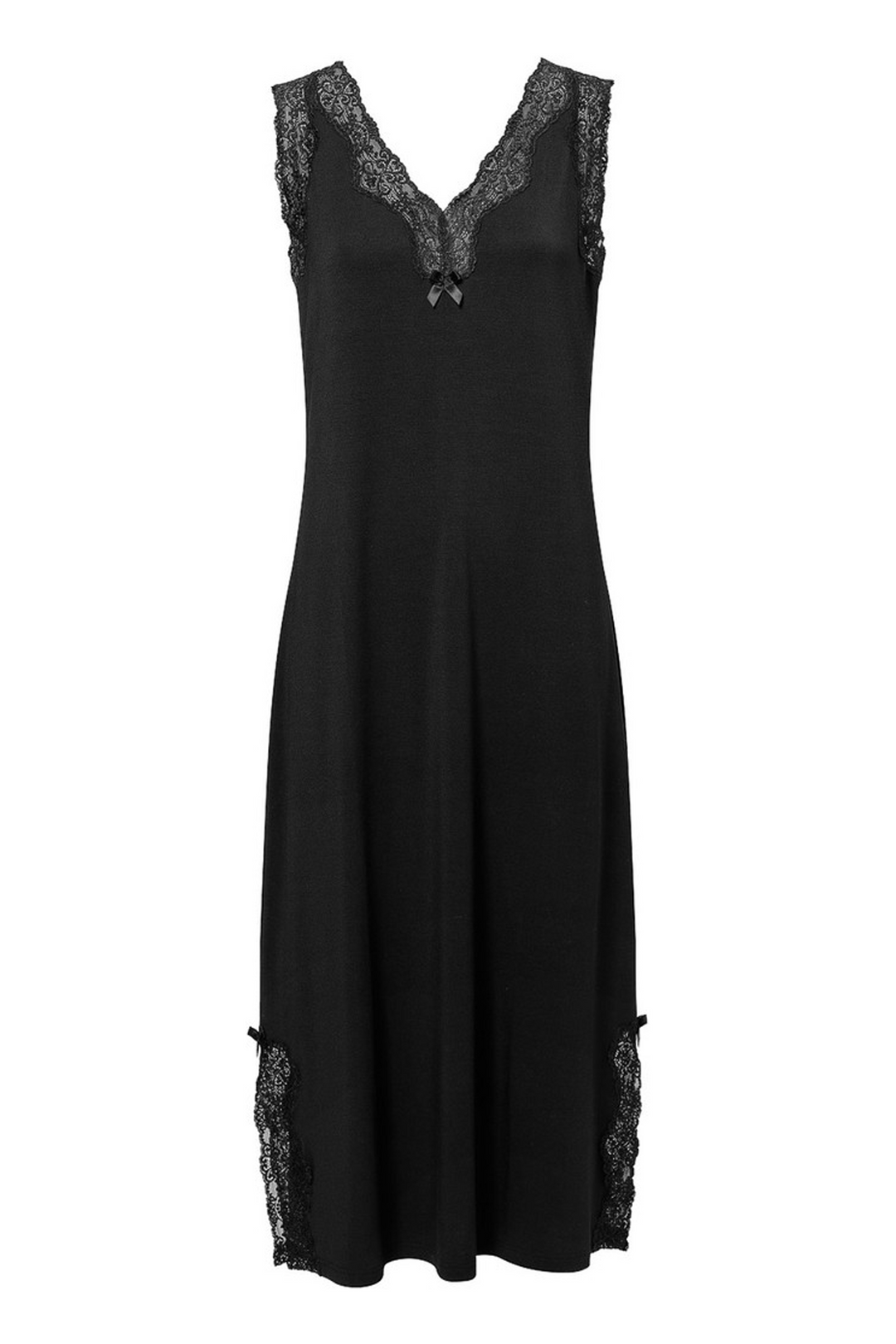 Elegance Sleeveless V-neck Night Gown Black