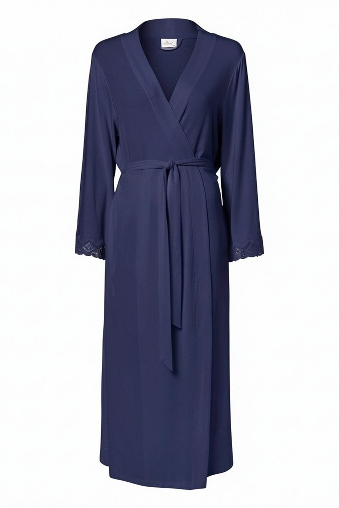Diana Long Robe with lace Navy