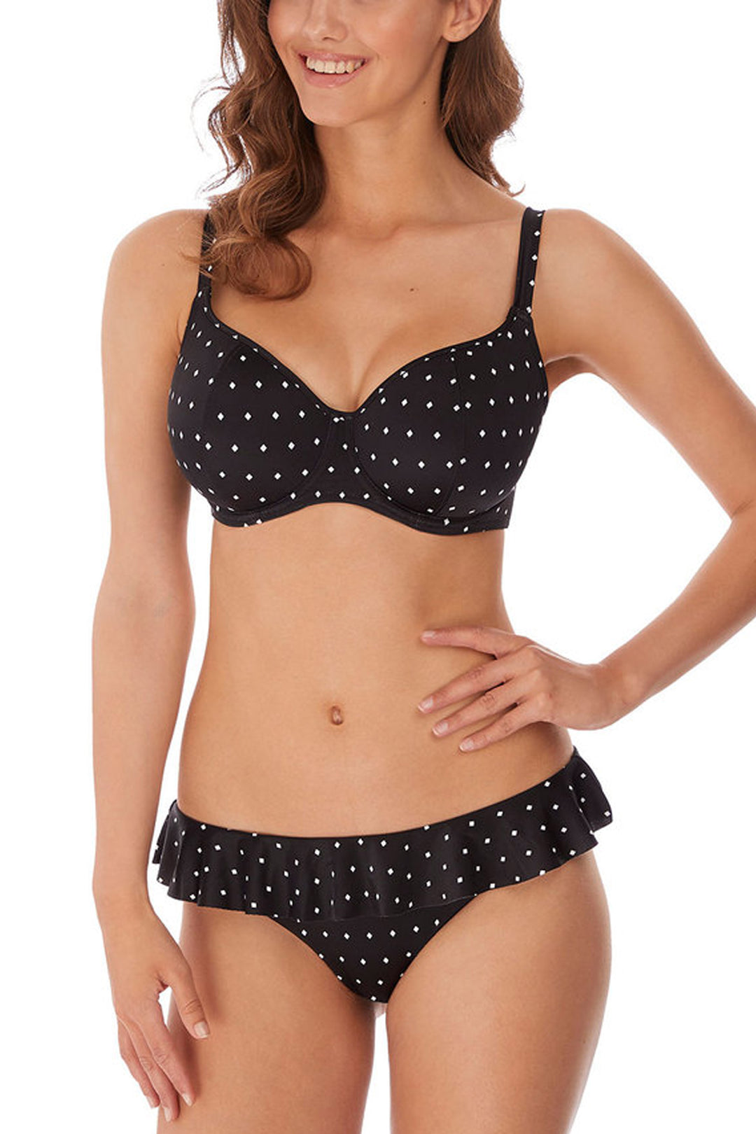 Jewel Cove Balconette Bikini Top Black Dot