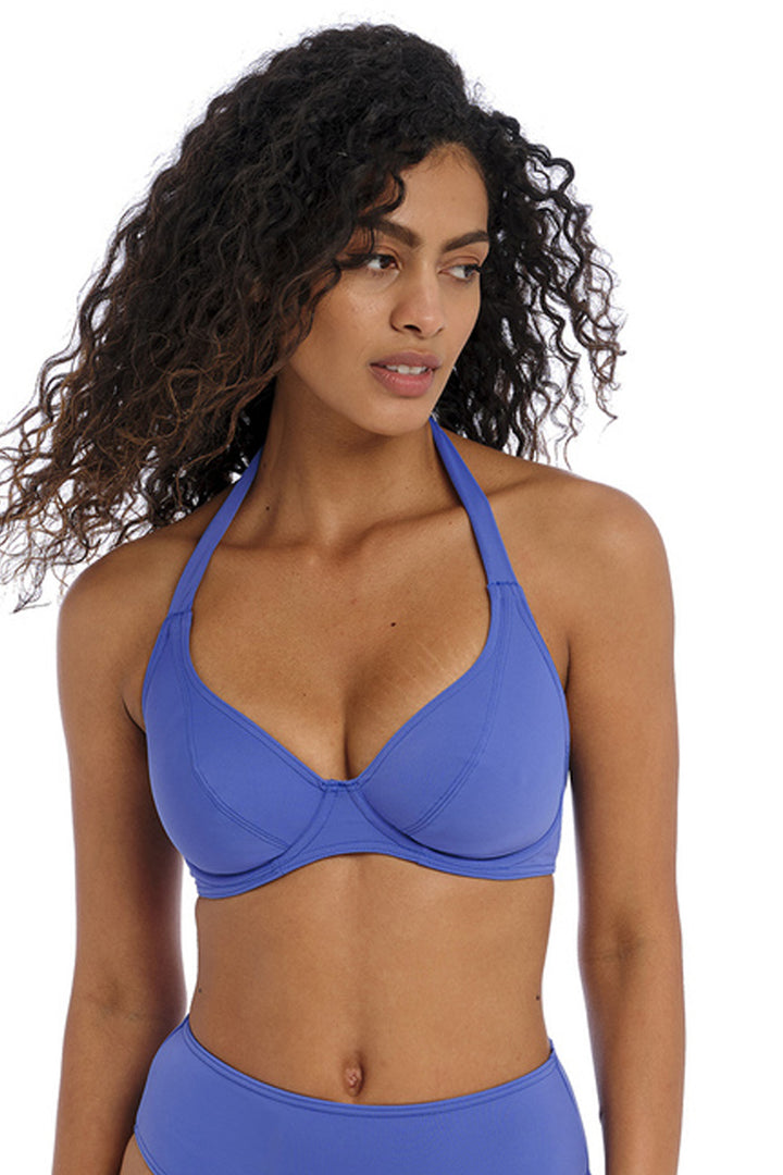 Jewel Cove Halter Bikini Top Plain Azure