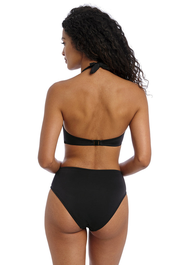 Jewel Cove Halter Bikini Top Plain Black