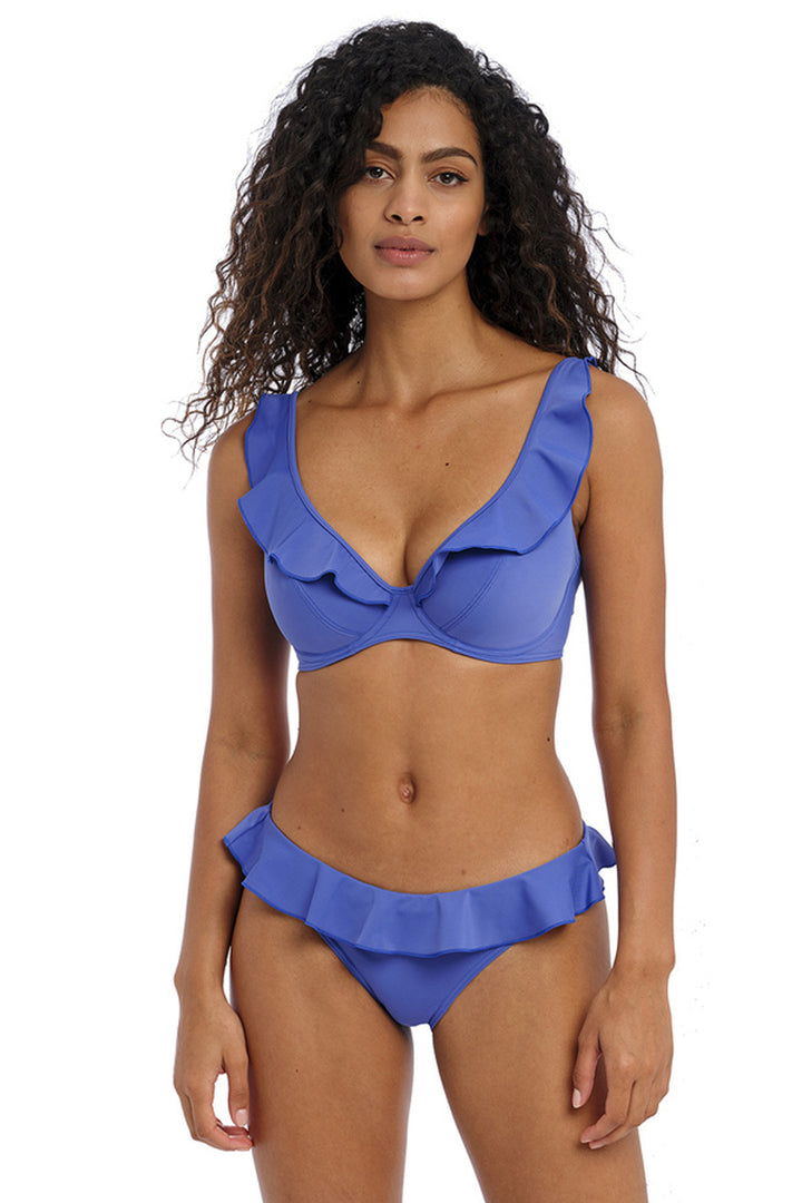 Jewel Cove High Apex Bikini Top Plain Azure