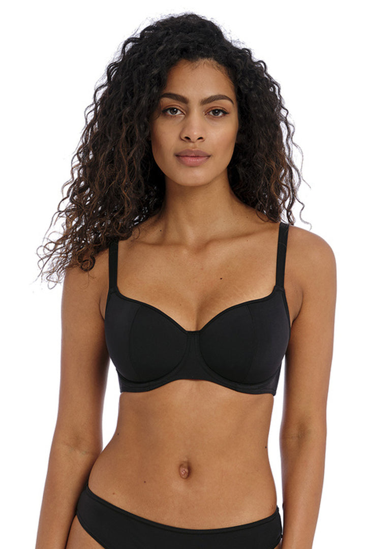 Jewel Cove Balconette Bikini Top Plain Black