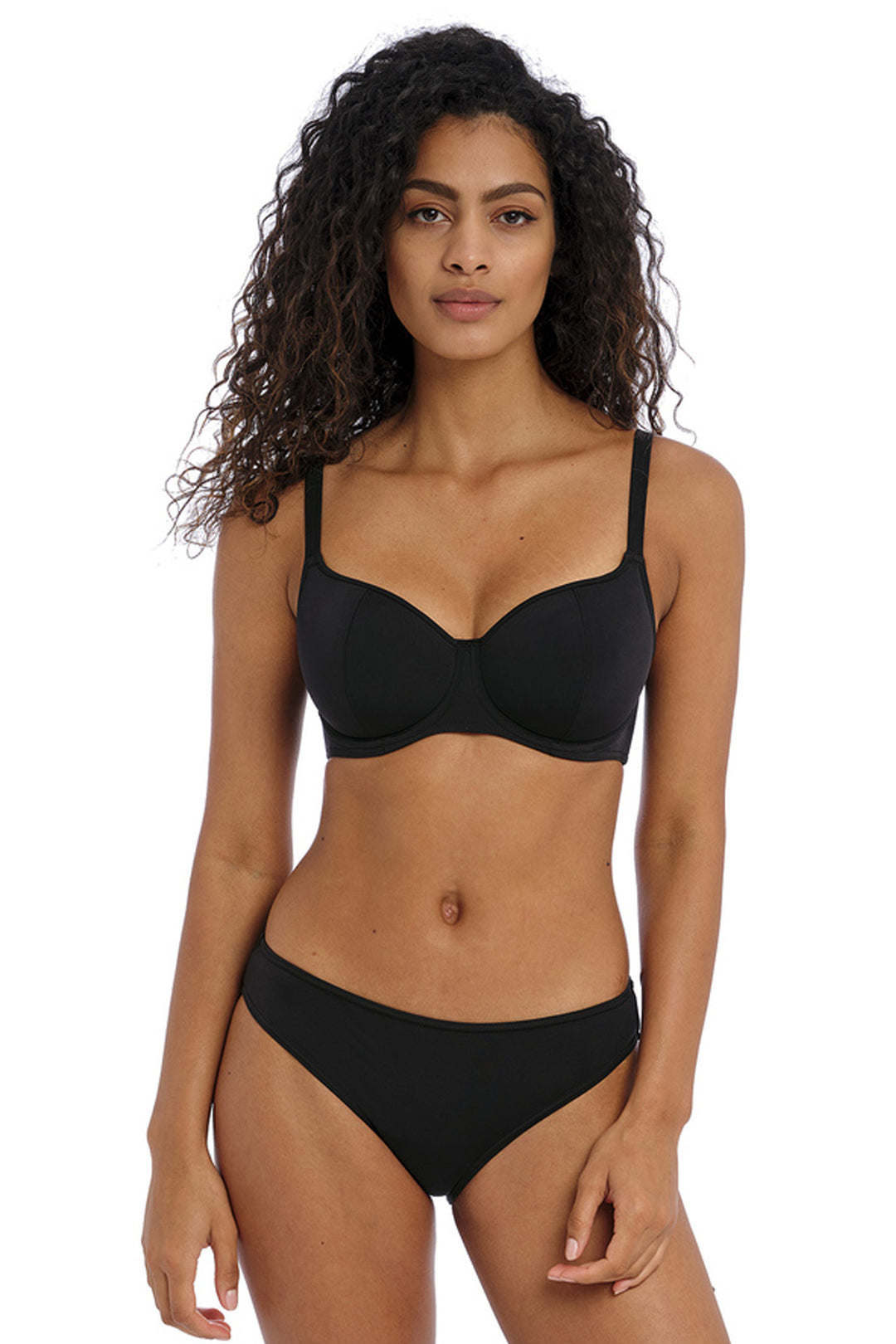 Jewel Cove Balconette Bikini Top Plain Black