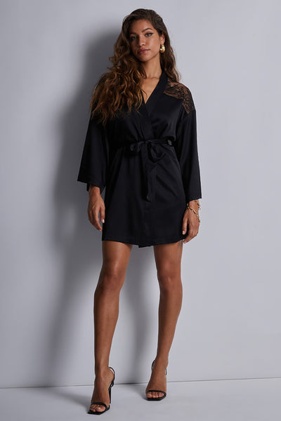 Midnight Whisper Silk kimono Black