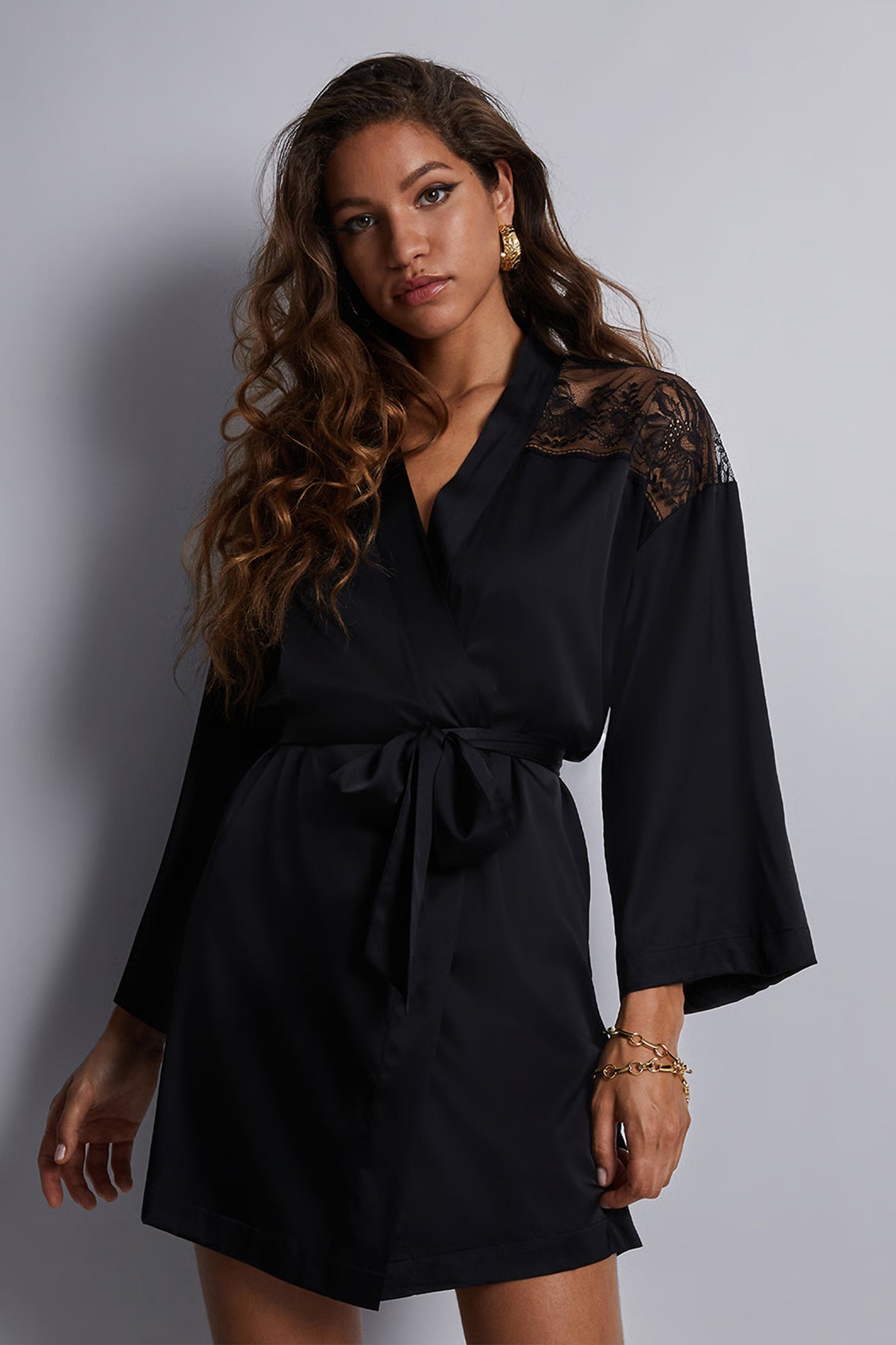 Midnight Whisper Silk kimono Black