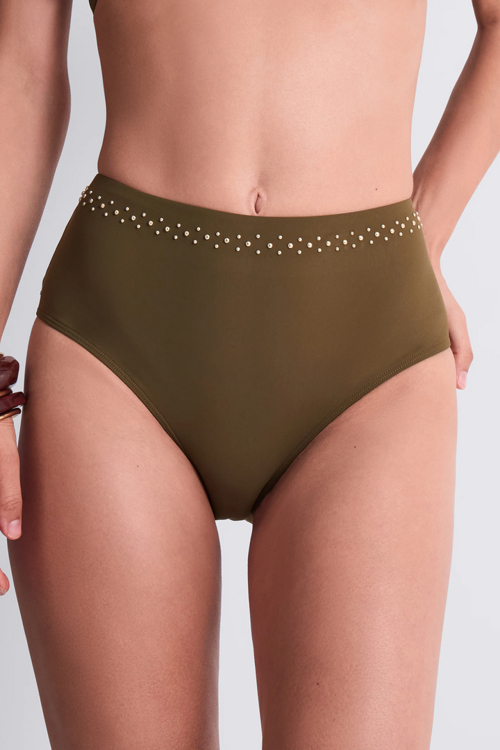 Summer Stars High-Waist Bikiniunderdel Khaki