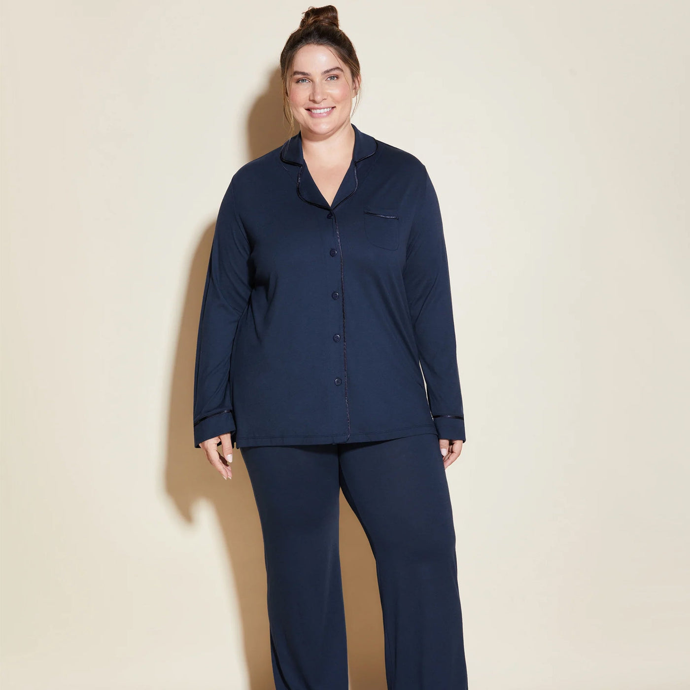 Bella Lång Pyjamas Mörkblå